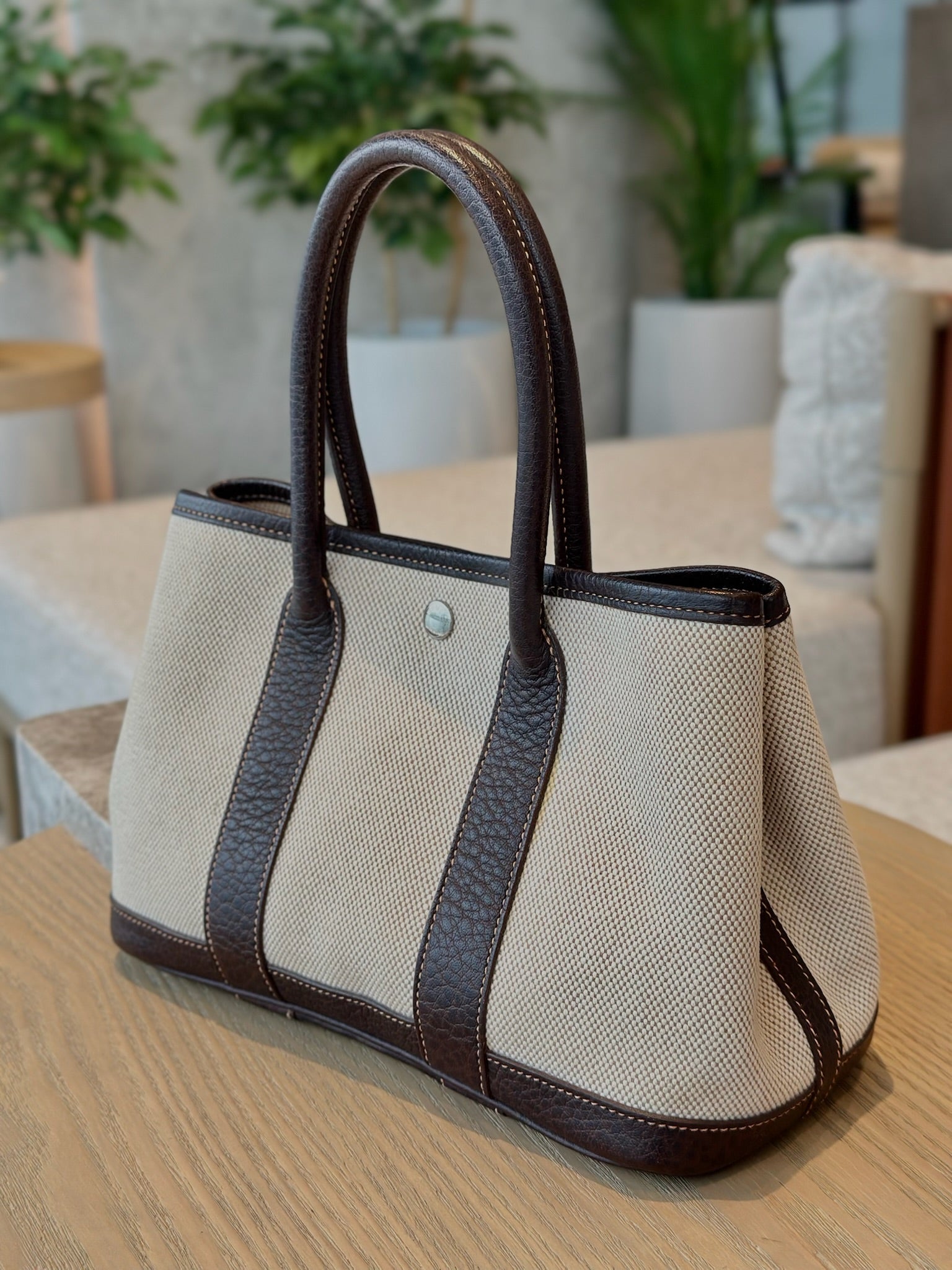 Pre-Owned Hermès Mini Garden Party TTPM Toile H Brown Silver Hardware 2005